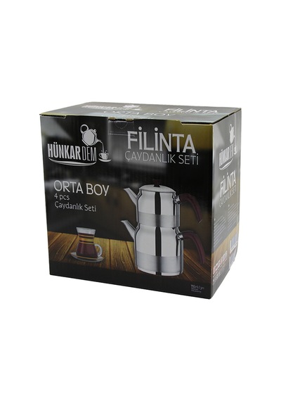 Orta Boy Çelik Çaydanlık Seti Çift Kapaklı, Süzgeçli 1.25l/2.25l Sarı