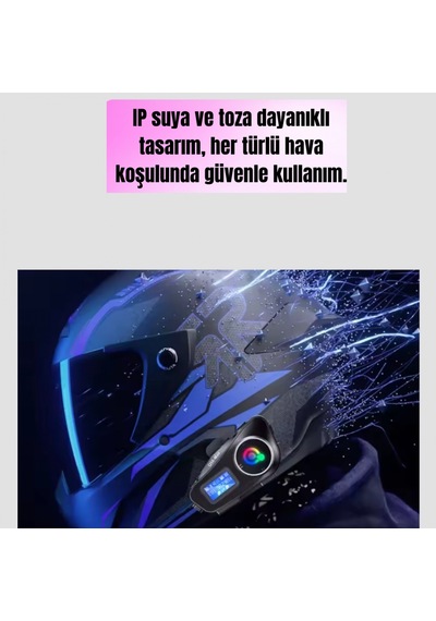 Bluetooth 5.3 Kask Kulaklığı Ip65 Suya Dayanıklı Lcd Ekranlı, Fm Radyo Ve Sd Kart Destekli