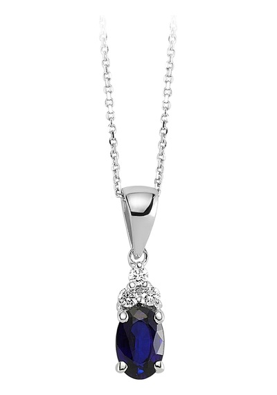 Sirius Oval Safir Taşlı Pırlanta Kolye 0804P0053