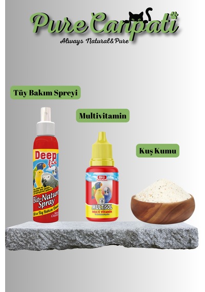 Purecanpati Tüy Bakım Multivitamin Ve Kuş Kumu Seti
