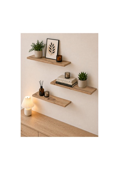 Harmony 3 Raflı Gizli Monte Uçan Raf 50 15 Cm Kahverengi