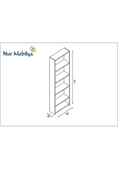 Nur Mobilya Maya 5 Raflı Kitaplık Beyaz-atlantik Çam Diğer
