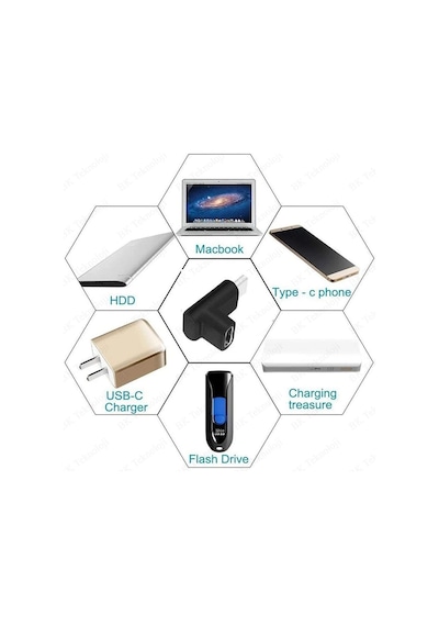 90 Derece Dirsek Aşağı Ve Yukarı Açılı Usb C Type-c Erkek - Dişi