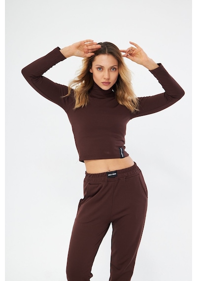 Lesa Wear Fitilli Soft Touch Balıkçı Yaka Bluz Kahverengi Kahverengi