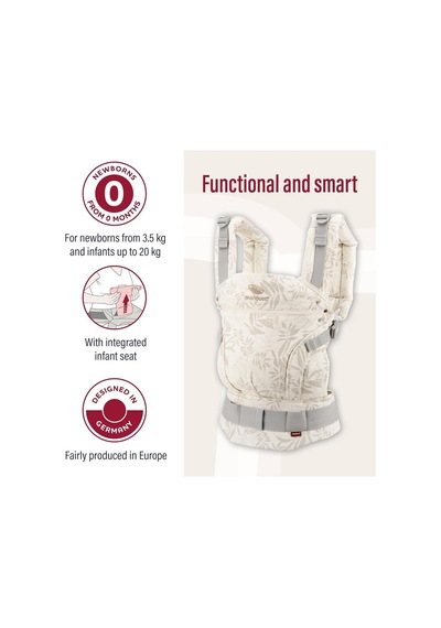 Manduca First Ergonomik Bebek Taşıyıcı 3 Taşıma Pozisyonu, Ayarlanabilir ve Konforlu Portbebe Vanilla Tek Ebat