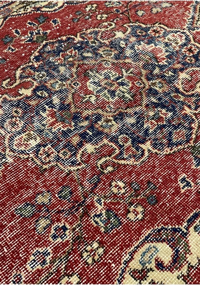 Vintage El Dokuması Halı Özel Tasarım Anadolu Koleksiyonu Doğal Halı Kırmızı