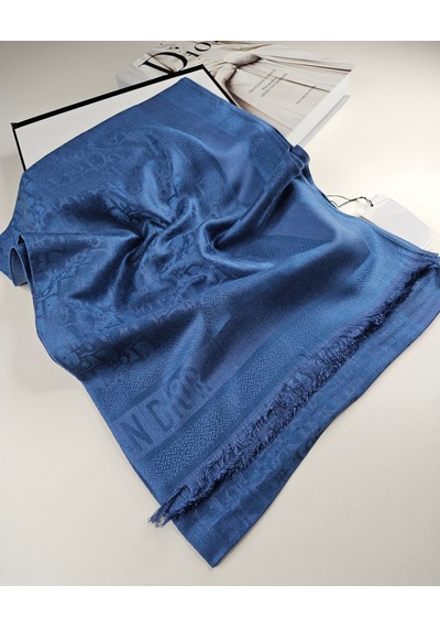 Cd Desen Kaşmir İpek Şal Silk Scarfs Hijab İthal Ürün İndigo Mavi