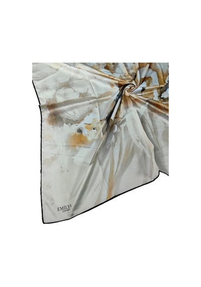Mim Eşarp Emilya Rayon Çiçek Desenli Eşarp 90x90 Cm Tarçın - Kahve