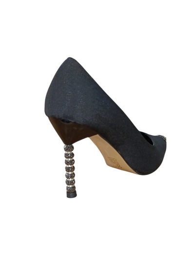 Stillo 907 Kadın Burun Ve Topuk Taş Detaylı Stiletto Siyah