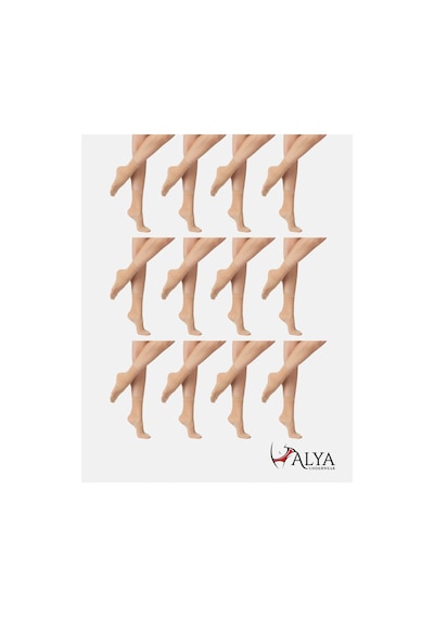 Alya Underwear Kadın Parlak Soket Çorap, 15 Den, Fit - 12'li Paket Açık Ten 51 12'li