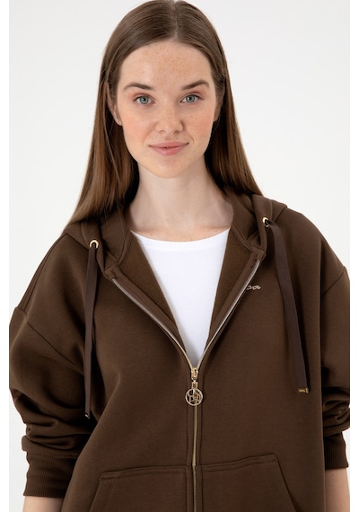 U.S. Polo Assn. Kadın Kahverengi Şardonlu Kapüşonlu Sweatshırt 50314130-VR029 U.S. Polo Assn. Kadın Kahverengi Şardonlu Kapüşonlu Sweatshırt 50314130-VR029