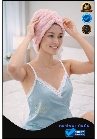Mikrofiber Saç Havlusu Hızlı Kuruyan, Yumuşak Ve Hafif Farklı Renk Seçenekleri Pembe