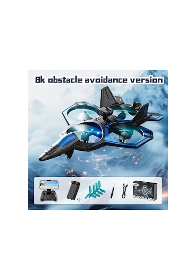 V46 8k Çift Kameralı Quadcopter 360 Engel Tanıma Özellikli Rc Uçak - Akrobasi Hareketi - Mavi