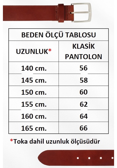 Süzer Deri Battal Boy Hakiki Deri 4 Cm. Tokalı Düz Model Spor Erkek Kemer Taba Taba