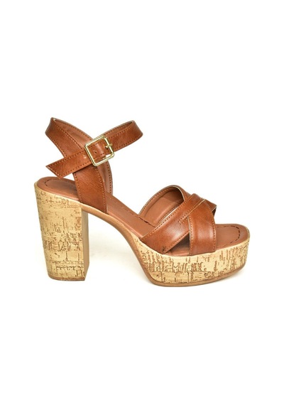 Fox Shoes U996251509 Taba Platform Kalın Topuklu Kadın Ayakkabı Taba