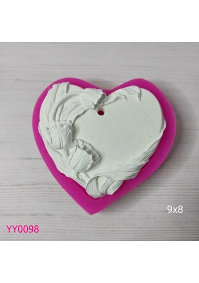 Yy0098 Lale İşlemeli Kalp Silikon Kalıp