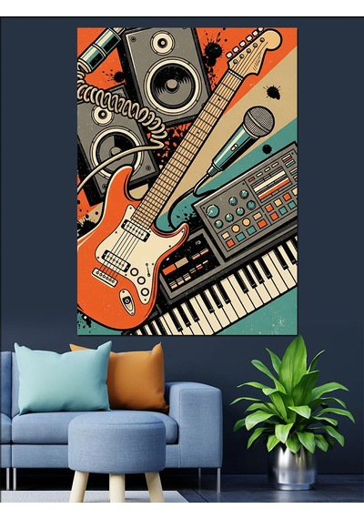 Ahşap Tablo Gitar Ve Müzik Ekipmanları