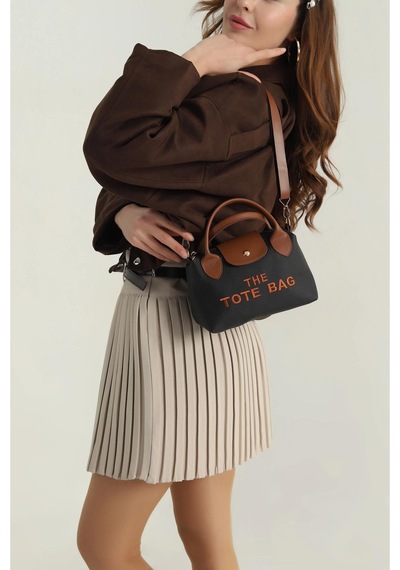 Bug Store The Tote Bag Kulplu El Kol Ve Omuz Çantası Siyah- Kahve