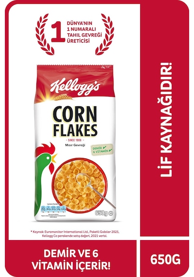 Kellogg's Corn Flakes Kahvaltılık Mısır Gevreği 650 G