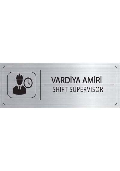 Mayeka Vardiya Amiri İsimlik Gümüş Metal Kapı İsimliği Levhası Yönlendirme Tabelası