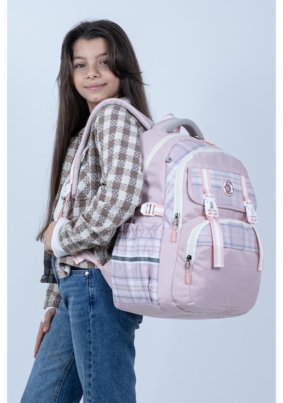 Toz Pembe Okul Çantası 4 Bölmeli Ortopedik Sırt Destekli Su Geçirmez İlkokul Ortaokul Sırt Çantası Pembe