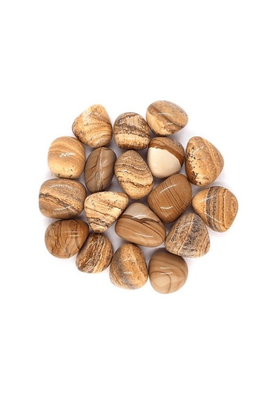 Tamburlanmış Kahverengi Jasper Taşı Doğal Taş Kütle P