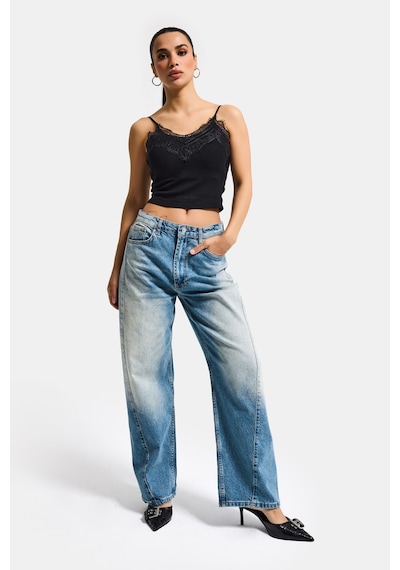 it's basic Kadın T.kot Rengi 4s6-32 Mid Rise Baggy Barrel Komfort Kumaş Denim Jean