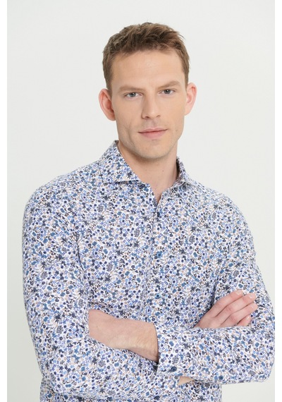 AC&Co / Altınyıldız Classics Erkek Beyaz Mavı Pamuklu Slim Fit Dar Kesim Büyük İtalyan Yaka Baskılı Gömlek Beyaz Mavı AC&Co / Altınyıldız Classics Erkek Beyaz Mavı Pamuklu Slim Fit Dar Kesim Büyük İtalyan Yaka Baskılı Gömlek Beyaz Mavı