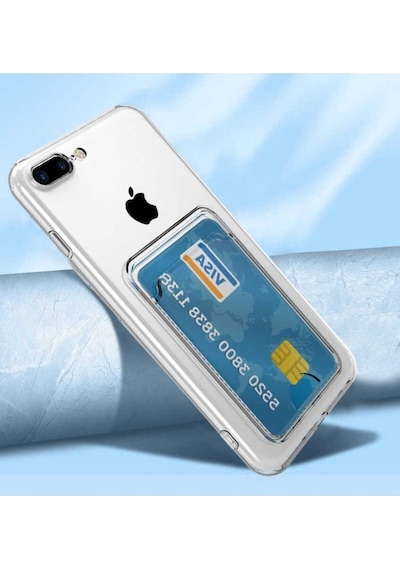 Apple Uyumlu iPhone 8 Kılıf Kartlıklı Şeffaf Zore Setra Clear Silikon Kapak Renksiz
