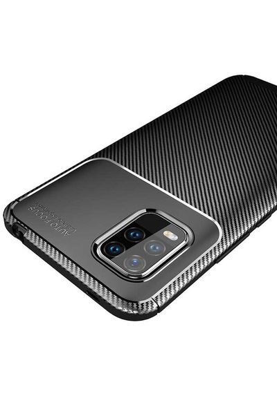 Smcase Xiaomi Mi 10 Lite 5g Kılıf Negro Karbon Desenli Silikon Siyah