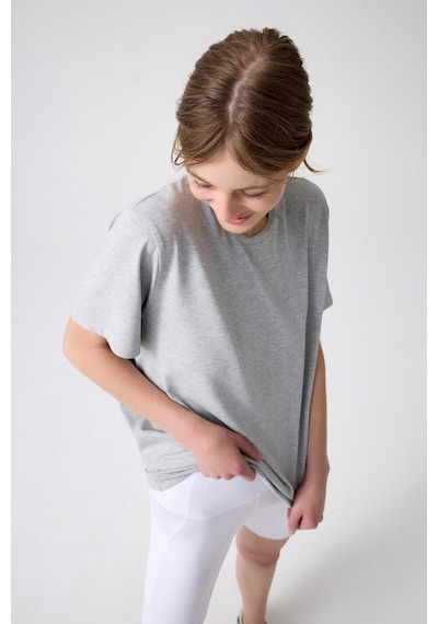 Los Ojos X Melodi Gri Melanj Oversize Geniş Kalıp Tişört Boyfriend T-shirt Gri Melanj Gri Melanj