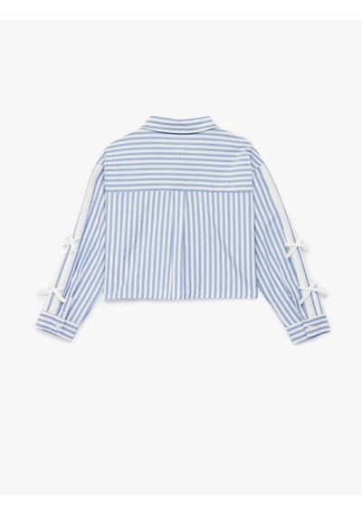 Koton Fiyonklu Klasik Yaka Uzun Kollu Rahat Kesim Poplin Çizgili Crop Gömlek Mavi Çizgili 7wkg60013aw Koton Fiyonklu Klasik Yaka Uzun Kollu Rahat Kesim Poplin Çizgili Crop Gömlek Mavi Çizgili 7wkg60013aw
