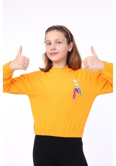 Toontoy Kids Toontoy Kız Çocuk Baskılı Sweatshirt Turuncu