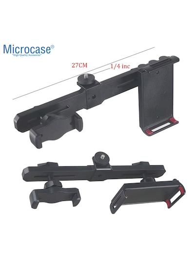 Microcase 2in1 Çift Başlıklı Ayarlanabilir 1 Telefon 1 Tablet Tutucu Başlık - Al5062 Siyah