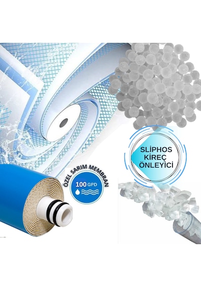 Yüksek Kireç Önleyici 100 Gpd Süper Membranlı Sliphoslu Set