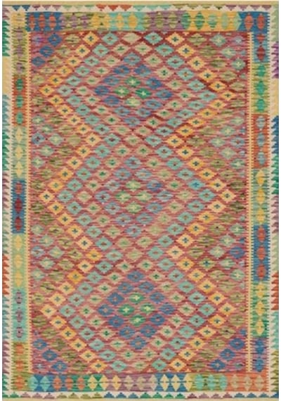 Çam Halı Gloria Td411 Multi Etnik Desen Dokuma Saçaklı Kilim