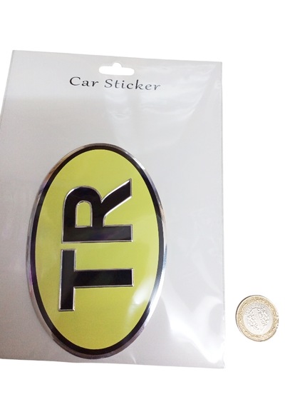 Kabartmalı Metalize Oval Tr Krem Oto Araç Motorsiklet Sticker Etiket 0