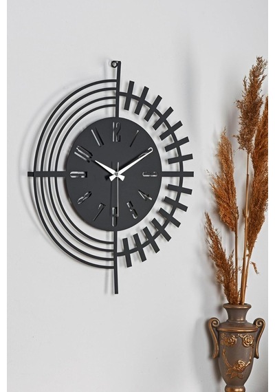 Dubai Dekoratif Metal Siyah Duvar Saati 41x41cm Sessiz Mekanizma Mds-41 Myk2079-1 Diğer