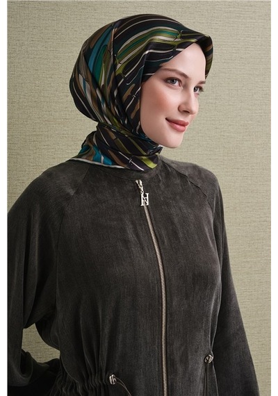 Armine Saf İpek Sura Eşarp 9616d 05 Siyah Mürdüm