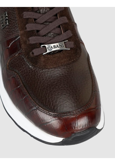 Cabani Hakiki Deri Kahverengi Bağcıklı Erkek Sneaker