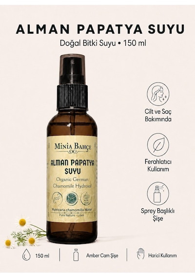 Minia Bahçe Saf ve Katkısız Alman Papatyası Hidrosolü Alman Papatya Suyu 150 ML