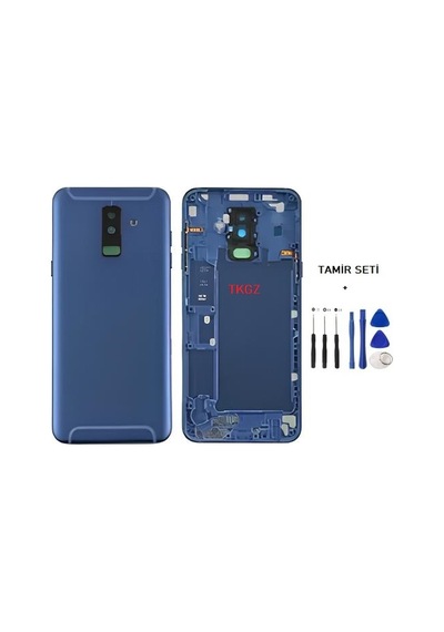 Samsung Galaxy Uyumlu A6 Plus - Sm-a605f Full Kasa Arka Kapak Takım Mavi - Tamir Seti