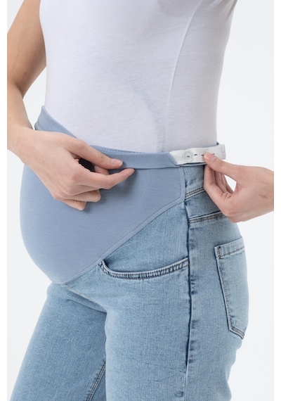 Busa Hamile Esnek Karın Bantlı Mom Fit Kot Pantolon Taş Mavi-taş Mavi