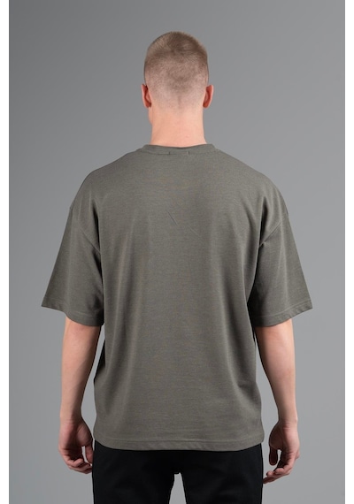 Maraton Sportswear Oversize Erkek Bisiklet Yaka Kısa Kol Basic Haki T-shirt 22749-haki