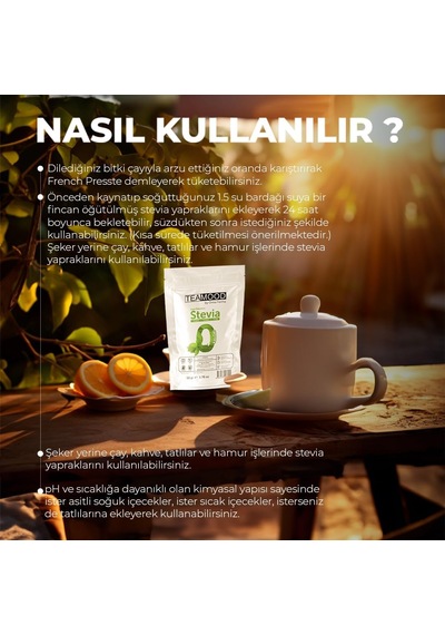 Doğal Bitki Çayları Stevia Doğal Tatlandırıcı Şeker Otu Yaprağı Şekersiz Kalorisiz Yağsız Stevya Yaprağı