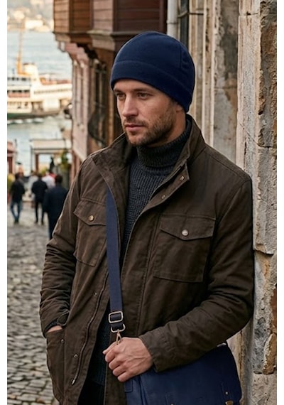 Unisex Termal Polar Bere Kışlık Sıcak Tutan Rüzgar Geçirmez Kulak Kapatan Outdoor Bere Lacivert