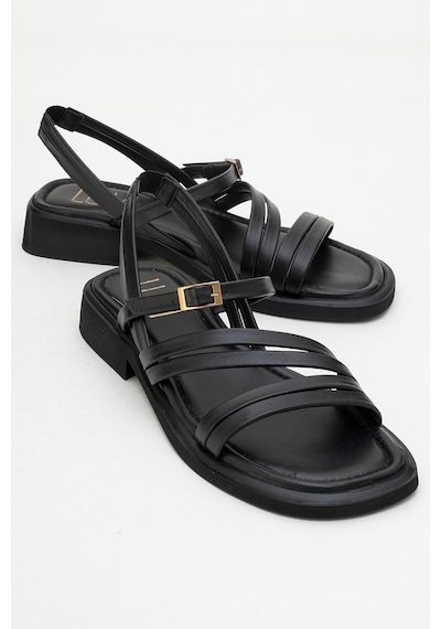 Luvishoes Luvi Shoes Cesar Siyah Hakiki Deri Kadın Sandalet Siyah