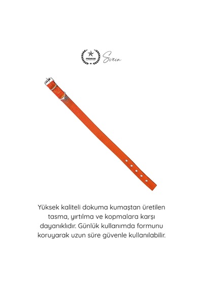 Tasma Dokuma Köpek Boyun Tasması Turuncu 2,5x50 Cm Ayarlanabilir Dayanıklı Gezdirme Tasması Paslanm