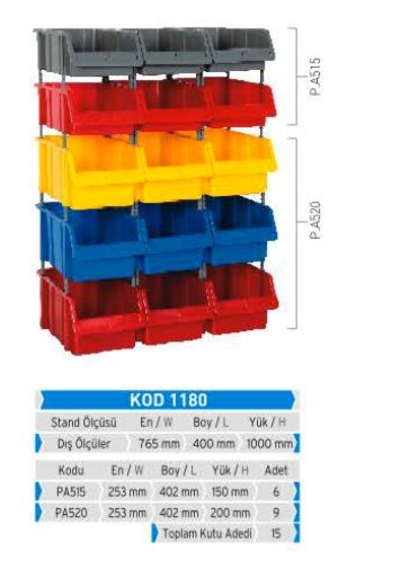 Sembol Plastik Kod 1180 Çok Amaçlı Plastik Avadanlık Setleri Kat.Renk