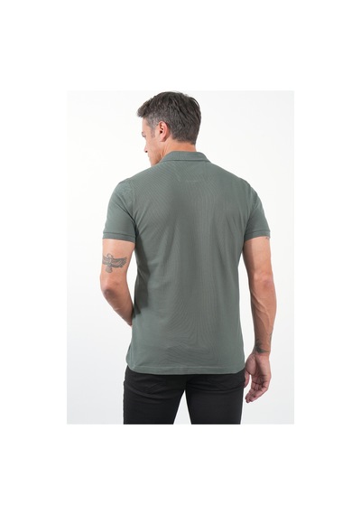 Haki Polo Yaka Kısa Kol Cepli Comfort Fit Pamuklu Tişört 1011260155